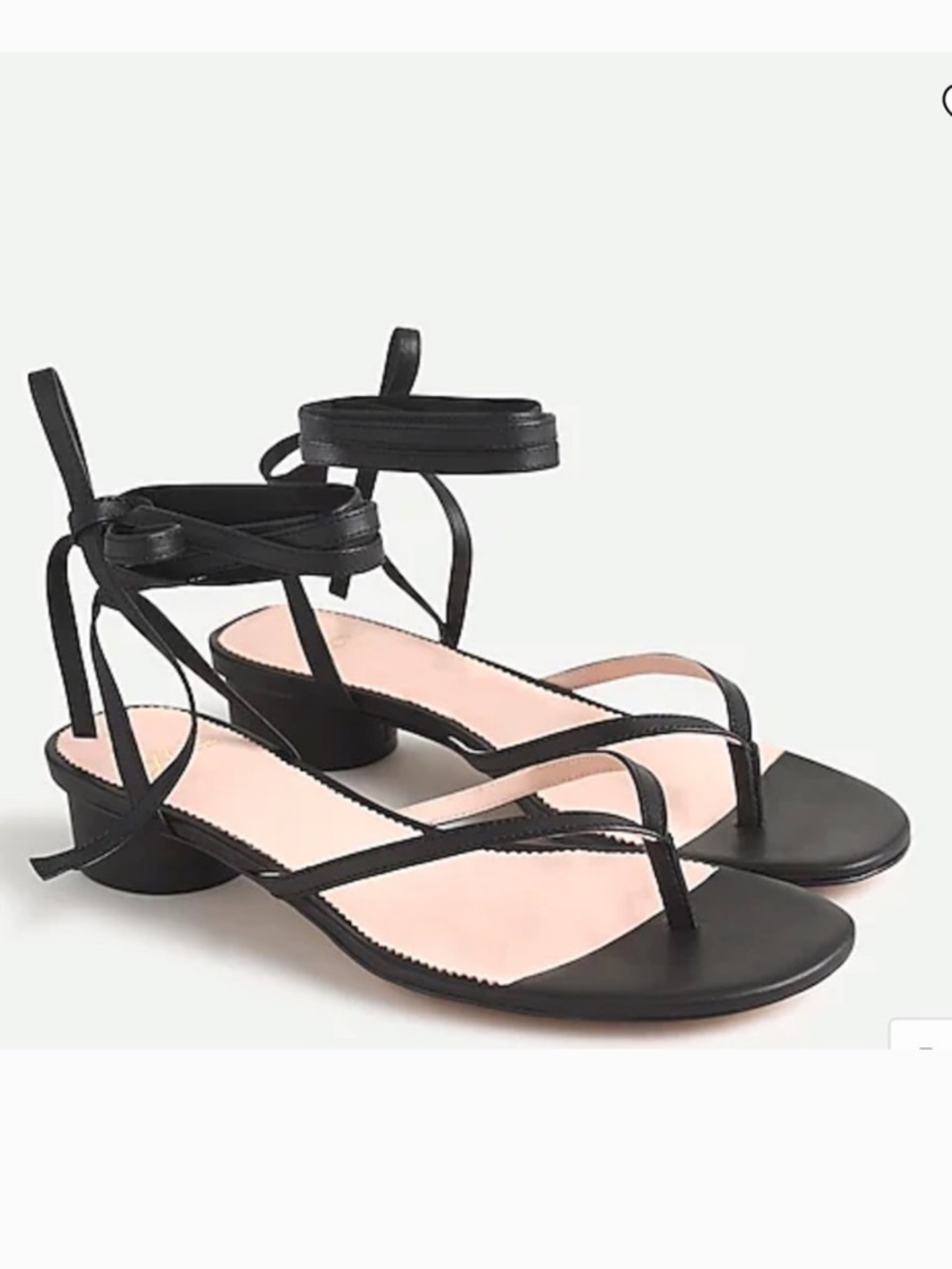 J. Crew | ankle wrap thong sandal block heel black leather